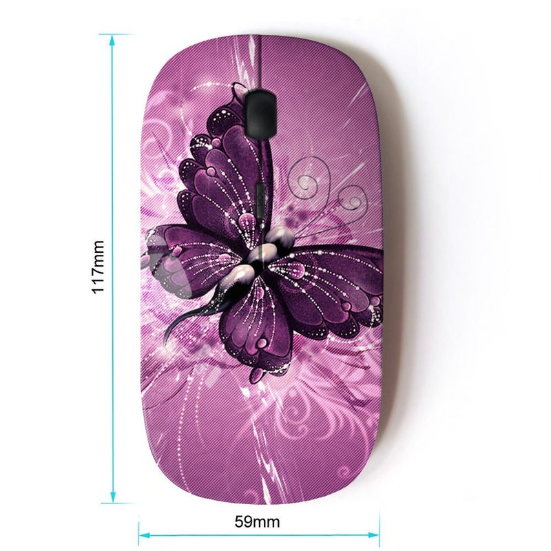 KOOLmouse [ Optical 2.4G Wireless Mouse [ Butterfly Painting Purple Floral Pattern ] - Image 2